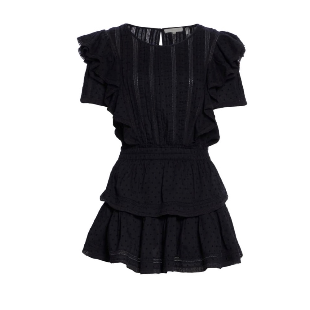 Natasha Ruffle Tiered Minidress In Black